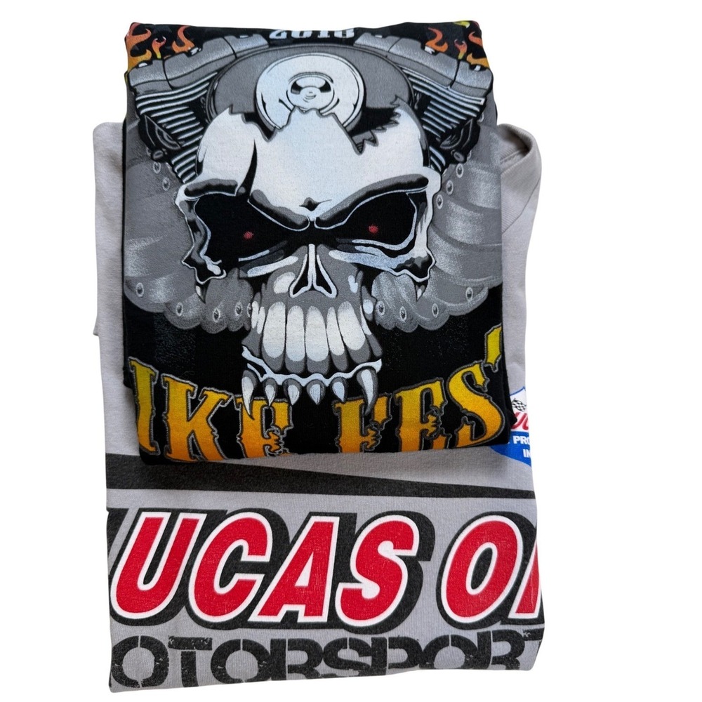 Mens T-Shirt Bundle Lucas Oil Motorsports Grey & Cotee River Bike Fest Black 2XL